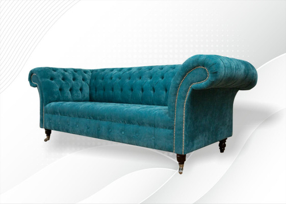 Chesterfield Couch Upholstery Sofas Classic r Textile Turkis 3 Seater Fabric