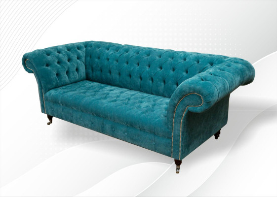 Chesterfield Couch Upholstery Sofas Classic r Textile Turkis 3 Seater Fabric
