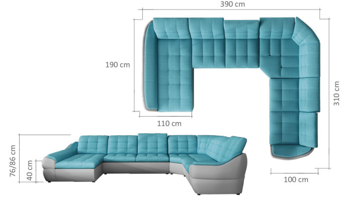 Sofa Sofa bed Living landscape with Bed function + bed base Corner sofa U Couch
