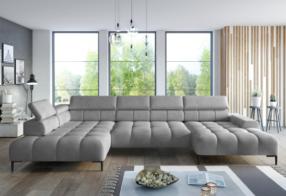 Corner sofa Textile Sofa Couch Upholstery Corner Seat Living landscape Corner group U-shape Gray