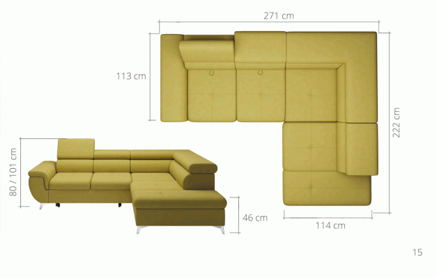 Fabric L-shape Couch Living landscape Corner sofa Suite Decor Modern Design Sofa