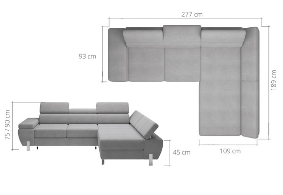 Fabric L-shape Couch Living landscape Corner sofa Suite Modern Decor Design Sofa