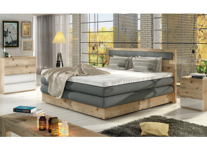 Luxury Boxspring Bed Beds Oak Real wood Upholstery Design Double Country Leather