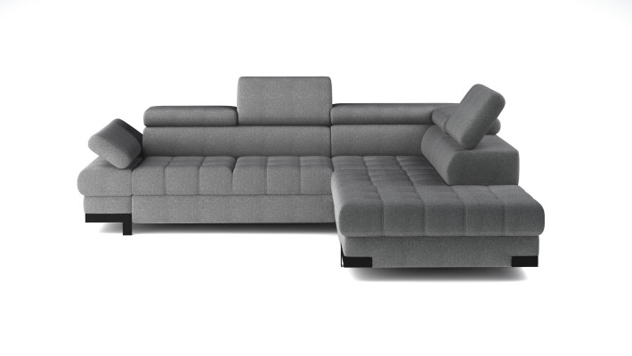 Gray L-shape Sofa Couch Upholstery Corner Living landscape Design Corner sofa Textile Leather