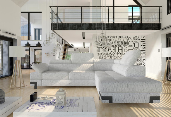 Corner sofa Gray Fabric L-shape Sofa Couch Design Couch Upholstery Textile Modern Sofas
