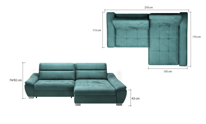 Corner sofa Sofa Couch Upholstery Corner suite L-shape Multifunction Textile Living landscape