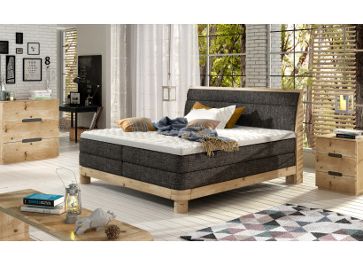 Oak Real wood Bed Box Spring Beds Solid Double Wood Upholstery Design