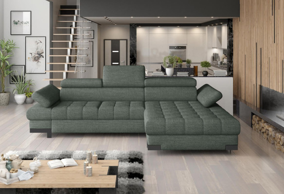 Corner sofa Sofa Couch Upholstery Living landscape Textile Corner Sofas Green L-shape Couches