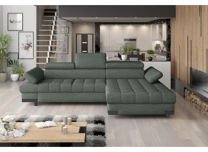 Corner sofa Sofa Couch Upholstery Living landscape Textile Corner Sofas Green L-shape Couches