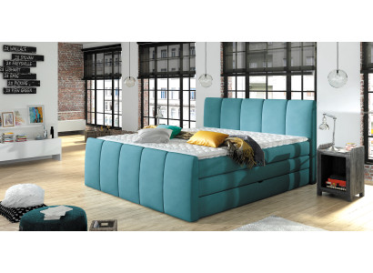 Box spring bed Beds Blue 180x200 Sleep Room Textile Hotel Bed Upholstery Design