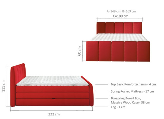 Box spring bed Beds Blue 180x200 Sleep Room Textile Hotel Bed Upholstery Design