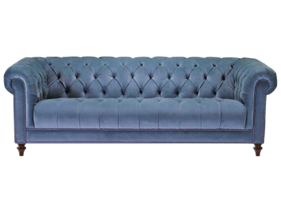 HellBlue Three Seater Fabric Chesterfield Design Couches Upholstery Sofas Original new