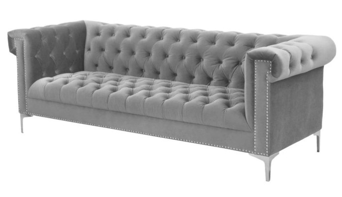 Gray Chesterfield Three Seater Fabric Living room Design Couches Upholstery Sofas new