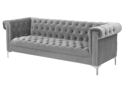 Gray Chesterfield Three Seater Fabric Living room Design Couches Upholstery Sofas new
