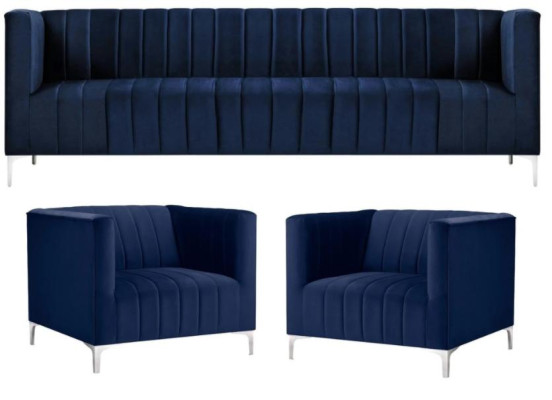 Navy Blue Sofa set Three Seater Fabric new Creative Design Sofa 2 Armchair Modern
