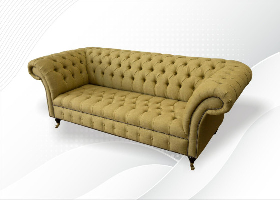 Chesterfield 3 Seater Yellow Living room Design Couches Upholstery Sofa Sofas Textile