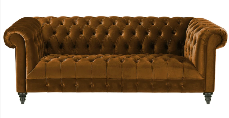 Three Seater Chesterfield Brown Fabric Sofa new Original Design Couches Upholstery