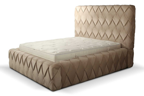 Luxury bed frame 180x200 cm Color beige Headboard Beds Bedroom Furniture