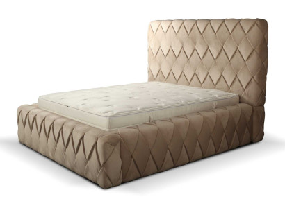 Luxury bed frame 180x200 cm Color beige Headboard Beds Bedroom Furniture