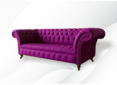 Chesterfield 3 Seater Purple Fabric Design Couches Upholstery Sofas new Creative Sofa