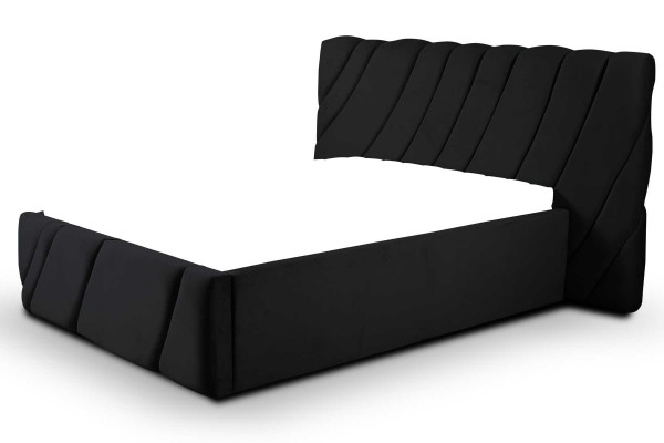 Luxury Bedroom Bed Double bed Black Wood Upholstery Beds Bed Frame