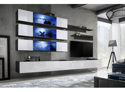 Designer Complete Wall unit Lowboard Living room furniture Furnishings wall cabinet
