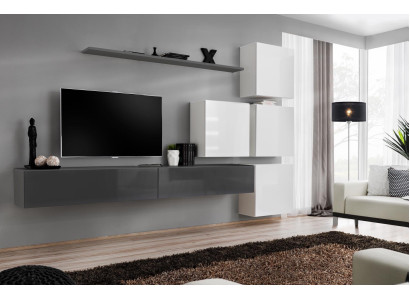 Gray Wall shelf TV Stand Luxury Complete Style Modern Living room new Furnishings