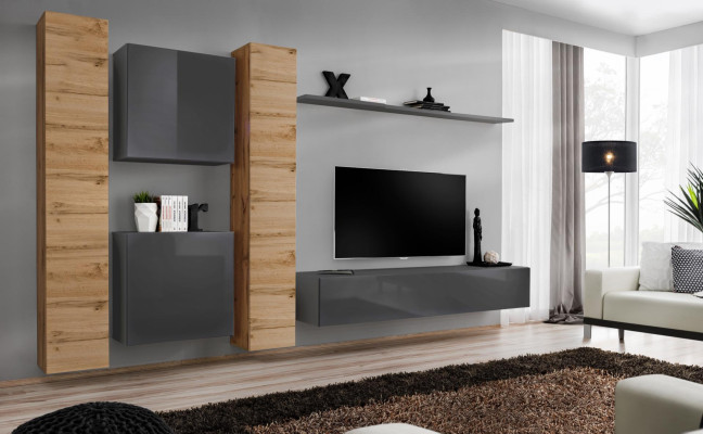 Designer Wall unit Wall Shelves Wood Furniture Living room Luxury Wood Furniture Style Modern