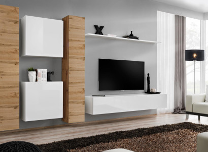 Wall unit White Wooden Furniture Wardrobe Designer Wall Cabinet Complete Wall Shelf