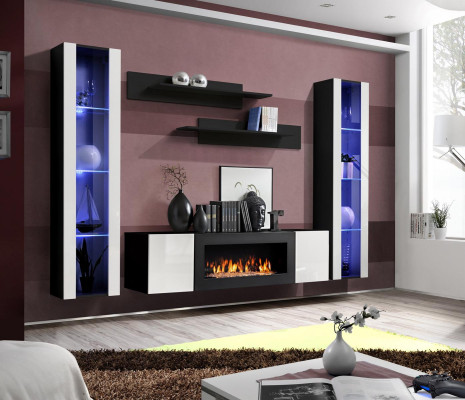 Wall unit wall shelves living room modern luxury set 5 pieces designer hanging display case