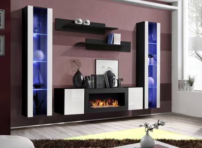 Wall unit wall shelves living room modern luxury set 5 pieces designer hanging display case