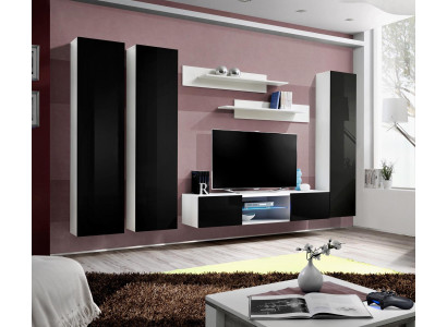 Wall unit luxury set 6 pieces. Living room hanging display case modern TV lowboard designer