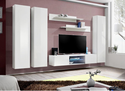 White Wall unit Wall wall cabinet Complete Living room Designer TV lowboard Wood