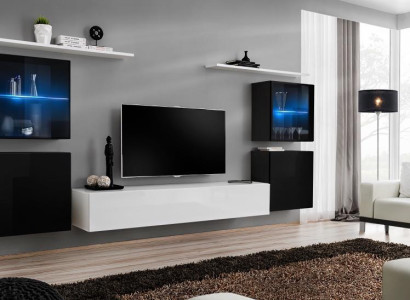 Wall unit White Wall Shelves TV Stand Complete Sideboard High Gloss Furnishings