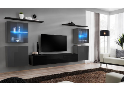 Modern Wall Wardrobe Living room Wall Shelves Sideboard TV Stand Designer Set 7pcs