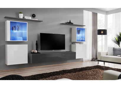 Set 7 pieces Wall unit luxury sideboard TV stand lowboard wall shelves wall cabinet