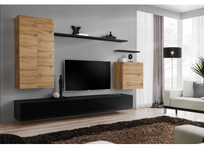 Wall unit Wall cabinet Wall shelf Modern design TV lowboard Living room Furnishings