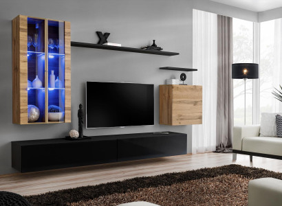 Wall unit wooden furniture Black TV lowboard sideboard wall cabinet wooden furniture new
