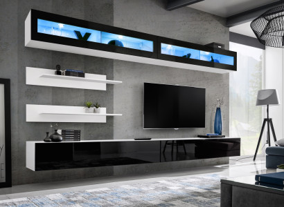 Wall unit set 6 pieces luxury living room TV lowboard wall shelf design furnishings