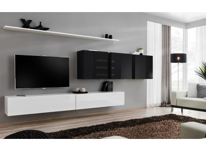 White Wall unit 2x TV lowboard Sideboard Living room furniture Wall cabinet Designer