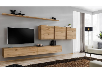 Wall unit Living room Wall cupboard Wardrobe Sideboard Designer wooden furniture Brown