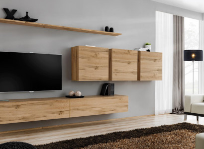 Wall unit Living room Wall cupboard Wardrobe Sideboard Designer wooden furniture Brown
