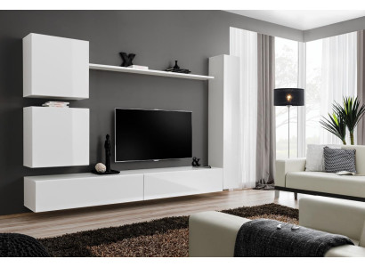 White Luxury Wall unit Living room Furniture Designer TV Lowboard Wall shelf Modern Set