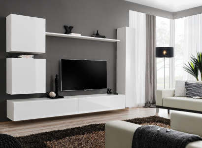 White Luxury Wall unit Living room Furniture Designer TV Lowboard Wall shelf Modern Set