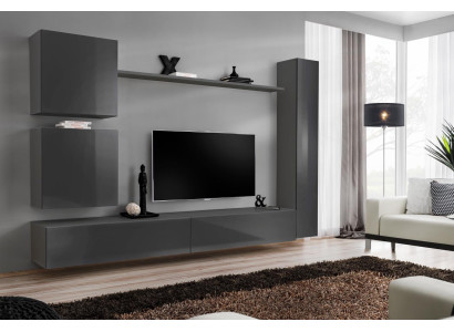 Wall unit Designer Furniture Gray Wall Cabinet Luxury Furnishings Wood Furniture Modern