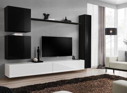 Wooden furniture Wall unit Modern Black Furniture TV Lowboard Furnishings Sideboard