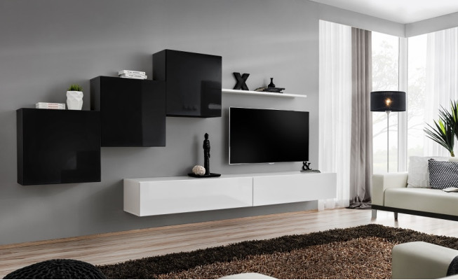 Complete Designer Living room 3x wall cabinets White Sideboard 6 pieces. Wall unit new