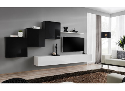 Complete Designer Living room 3x wall cabinets White Sideboard 6 pieces. Wall unit new