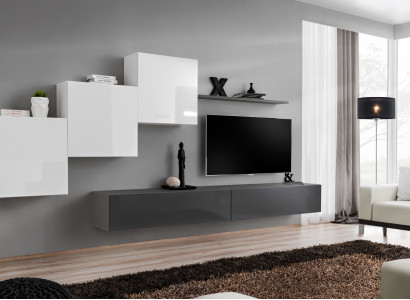Designer Wall unit Gray TV Stand Modern Sideboard Wall shelf TV Stand new