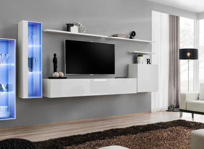 White Complete Wall unit TV lowboard Design Living room Luxury Wardrobe wall cabinet